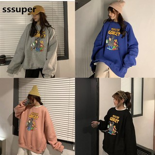 Áo sweater cổ tròn Hàn Quốc kiểu dáng đơn giản cho nam và nữ