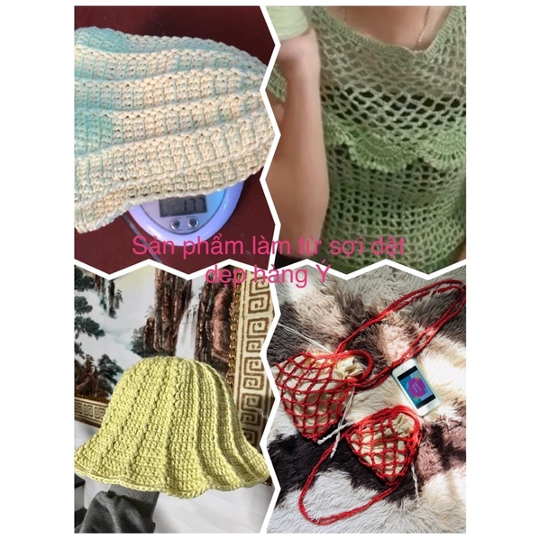 Yarn - Sợi Dệt Cotton Hàng Ý | Sợi mềm, dạng dep ngoài móc nón mũ túi thì có thể móc áo váy | Cuộn 250gram | Terri Store