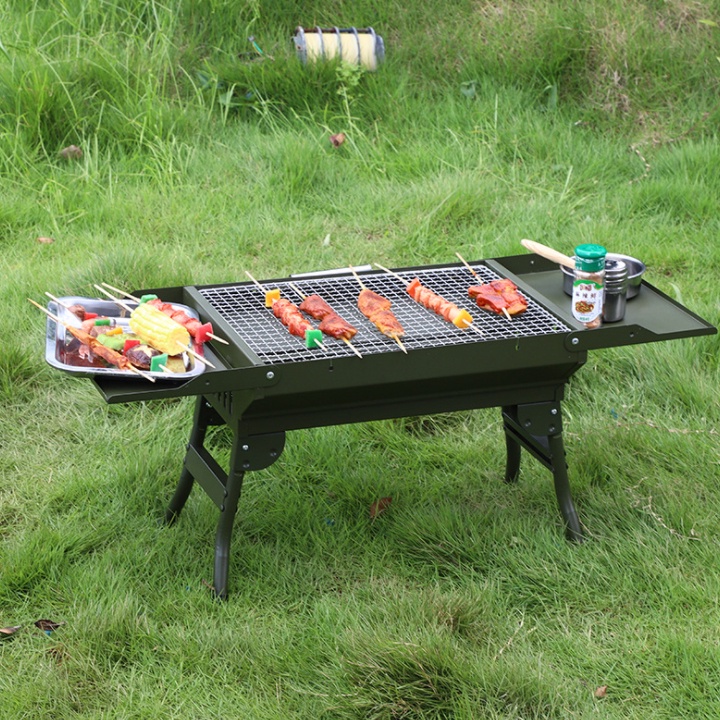 Bếp nướng than hoa BBQ gấp gọn mang đi du lịch, cắm trại, dã ngoại, Bếp nướng quân đội gấp gọn ngoài trời tiện lợi