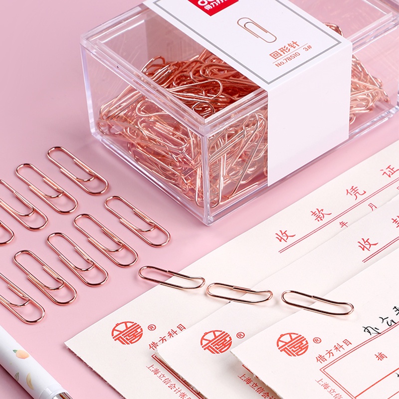 Deli. Set 160 Kẹp Giấy Màu Vàng Hồng Đa Chức Năng