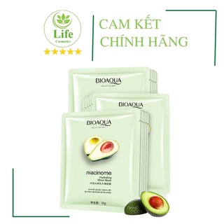 Mặt Nạ Giấy Bơ - Mặt Nạ Nội Địa Trung Bioqua Cấp Ẩm Dưỡng Trắng Da Life Cosmetics
