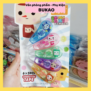 Z0191 Bộ 5 Bút Xoá Kéo Cute (có Phân Loại) Bukao