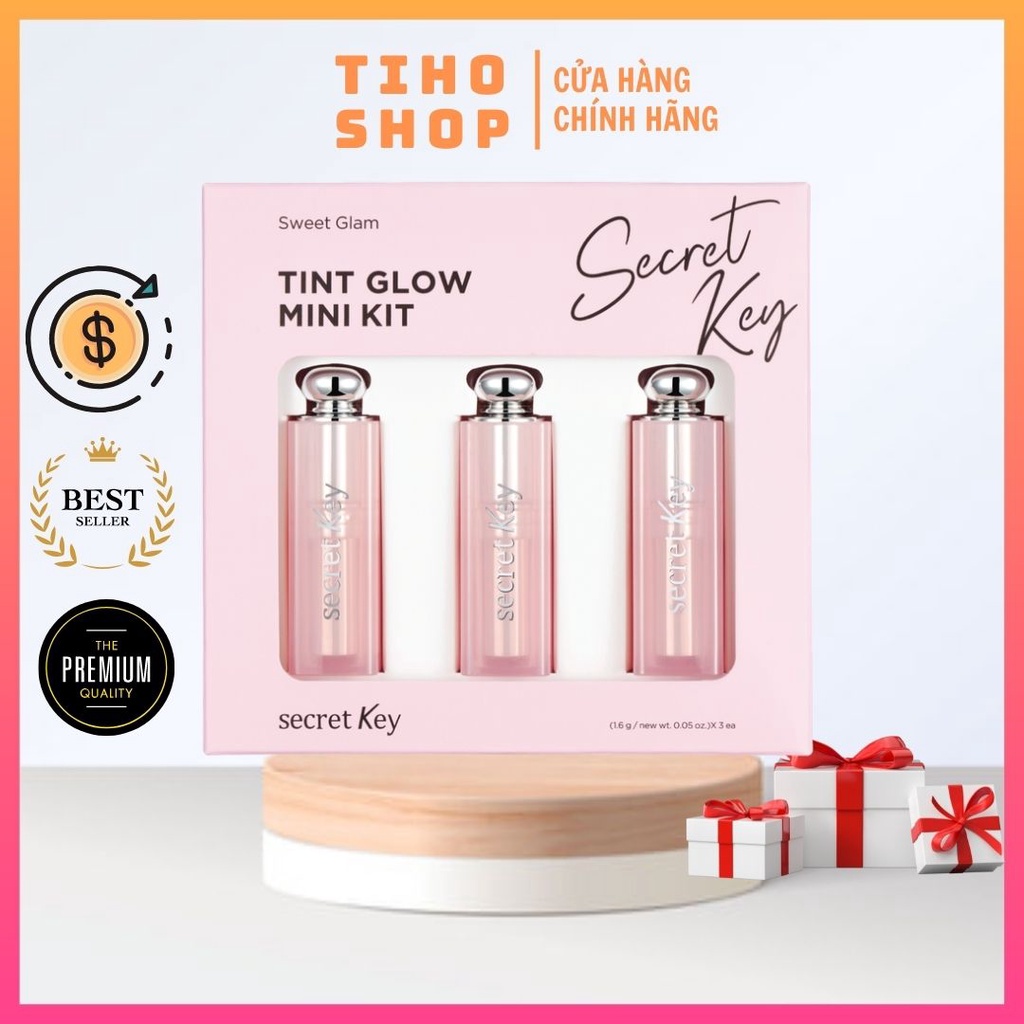 Set 3 son dưỡng môi có màu Secret Key Sweet Glam Tint Glow Mini Kit