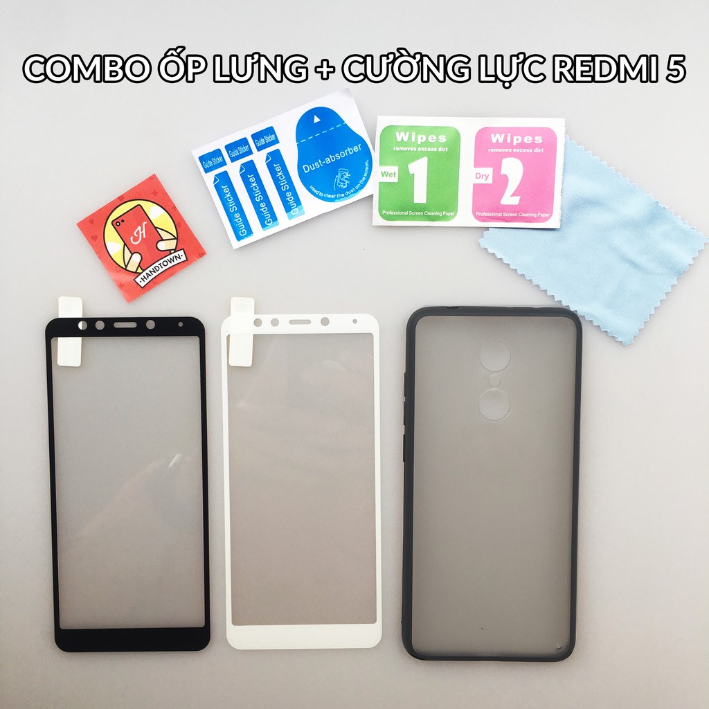 COMBO SỐC: Xiaomi Redmi 5 Ốp lưng VIỀN ĐEN + kính cường lực trong suốt full màn