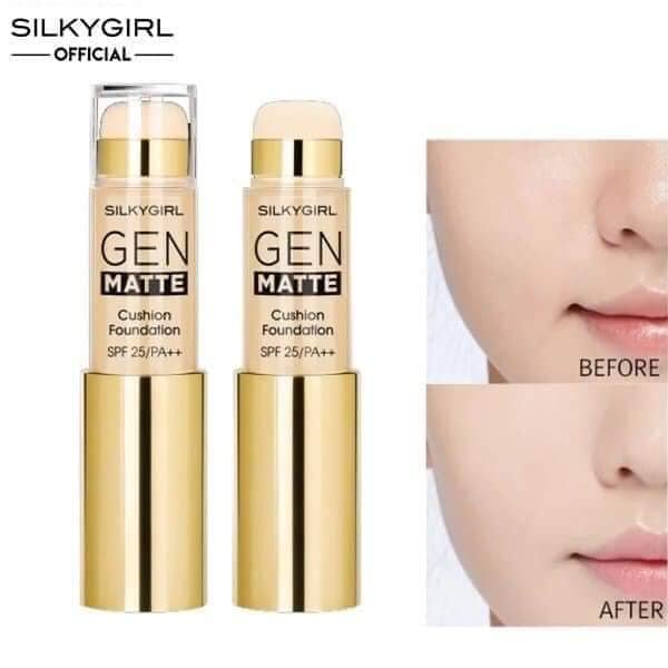 KEM NỀN DẠNG THỎI CHO LỚP NỀN MỎNG NHẸ TỰ NHIÊN SILKYGIRL GEN MATTE CUSHION FOUNDATION SPF25 15ML CHÍNH HÃNG - 10799