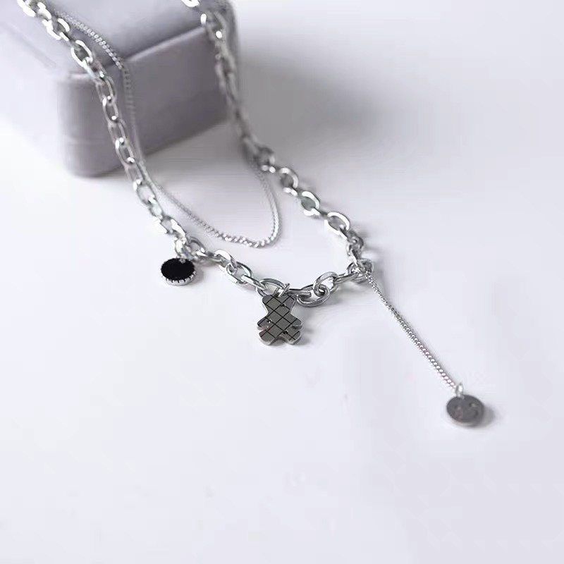 Vòng cổ nam nữ cá tính Hàn Quốc chi tiết gấu đồng chất liệu hợp kim chống gỉ