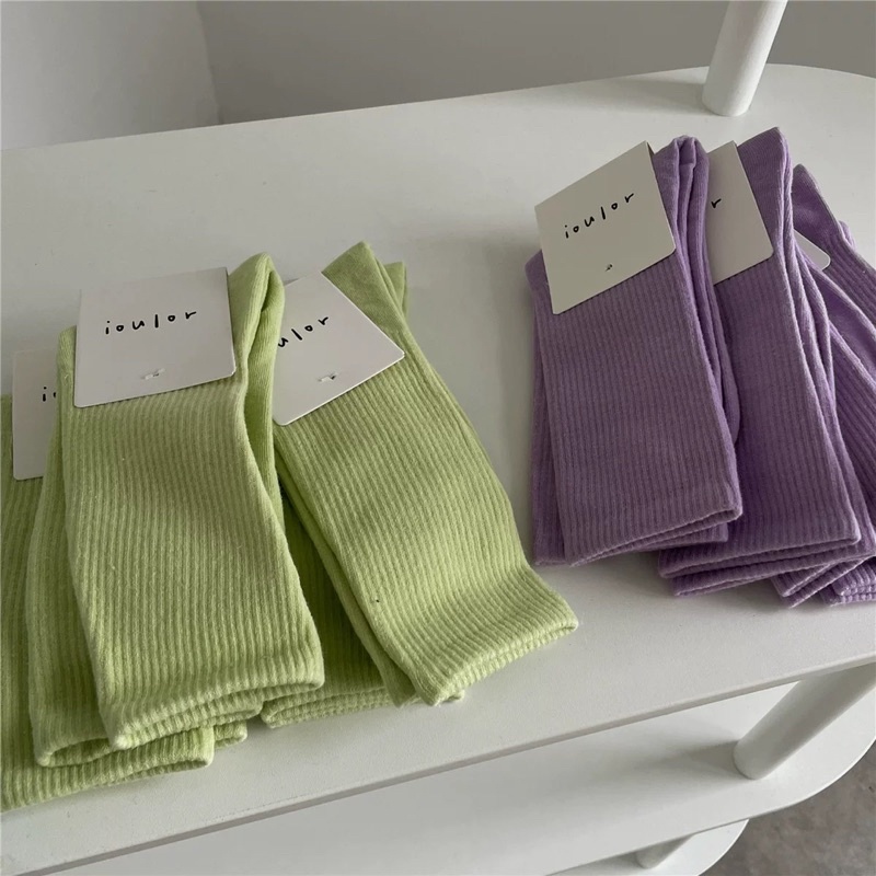 Tất cao cổ thun tông màu pastel