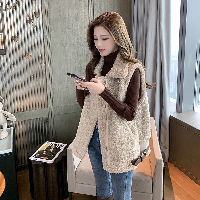 Áo Khoác Ghi Lê Vải Len Lông Cừu Dáng Rộng Thời Trang Thu Đông Hàn Quốc Cho Nữ 6 | BigBuy360 - bigbuy360.vn