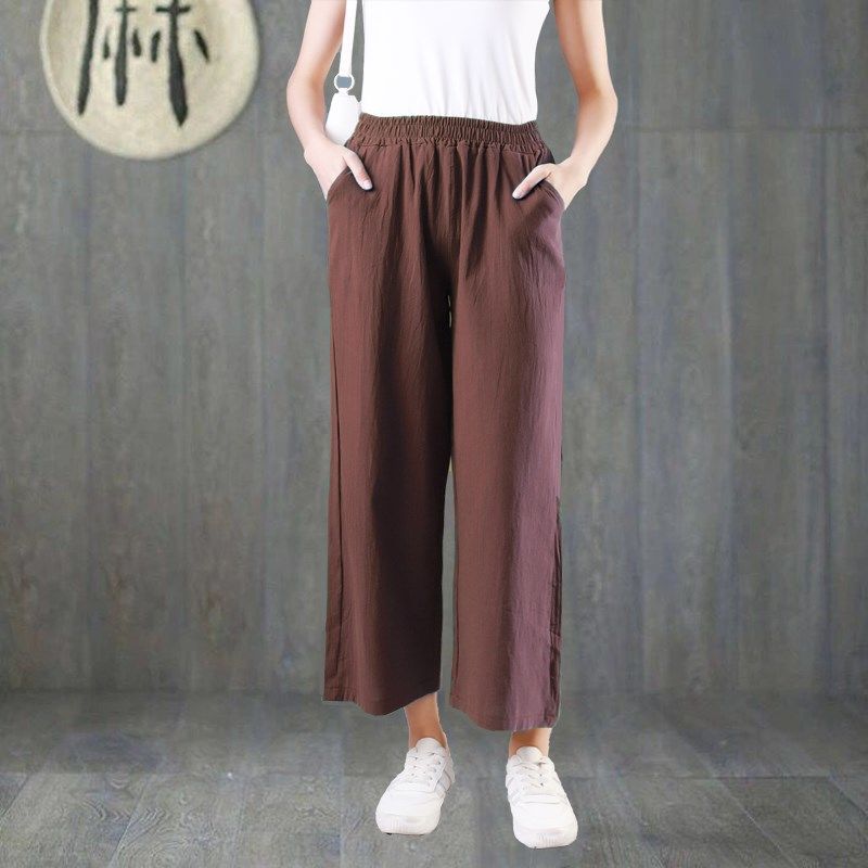 Quần Lửng Cotton Linen Ống Rộng Thời Trang Mùa Hè Cho Nữ 3xl 2021