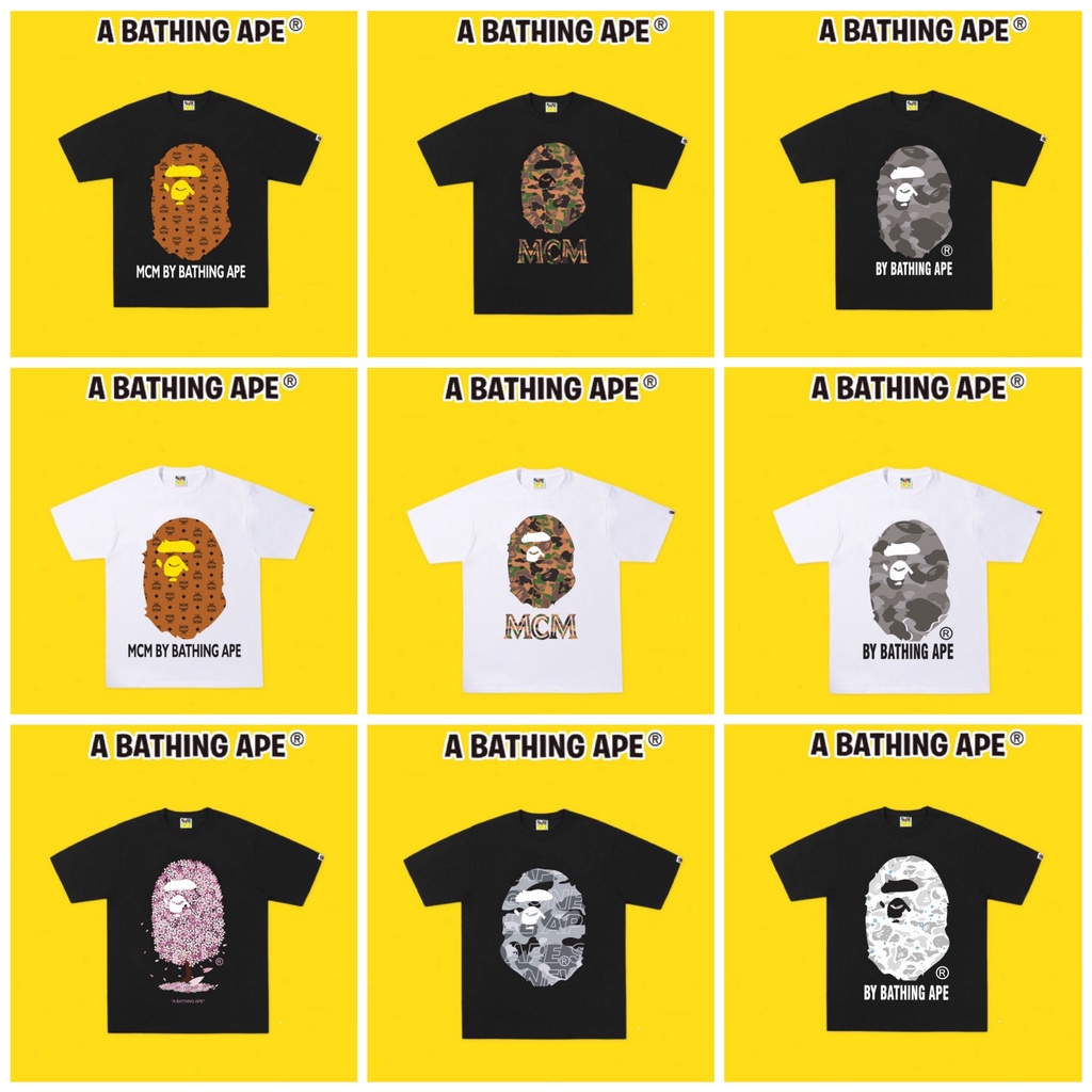 Áo Thun BAPE , Áo Thun Tay Ngắn Chất Liệu Cotton Họa Tiết BAPE Thời Trang Dành Cho Cả Nam Và Nữ