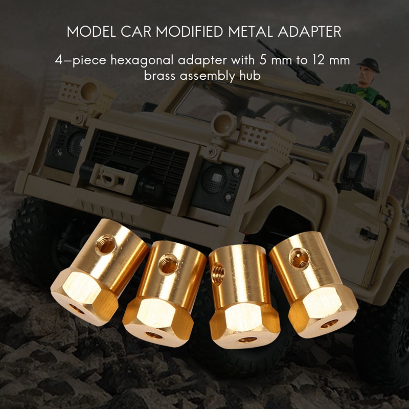 Bộ 4 Đầu Nối Trục Bánh Xe 5mm Sang 12mm Cho WPL B14 B16 B24 B36 C14 C24 MN D90 D91 RC