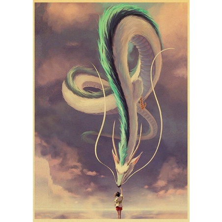 Vintage Posters Ponyo On The Cliff Hayao Miyazaki Di Chuyển Lâu Đài Poster Cho Trang Trí Phòng decal Dán Tường Ms: 379