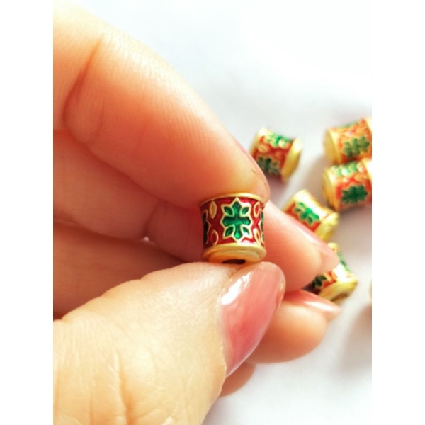 Charm Nepal khắc hoa văn đẹp cổ xưa charm lu thống đầu xuôi đuôi lọt may mắn