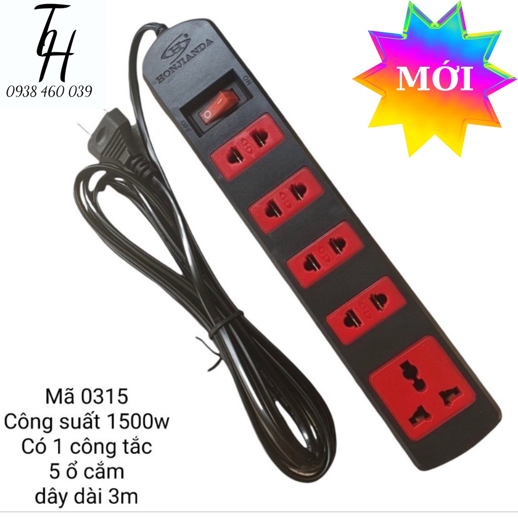 Ổ cắm điện kéo dài đa năng HJD-0315-6A 3 mét