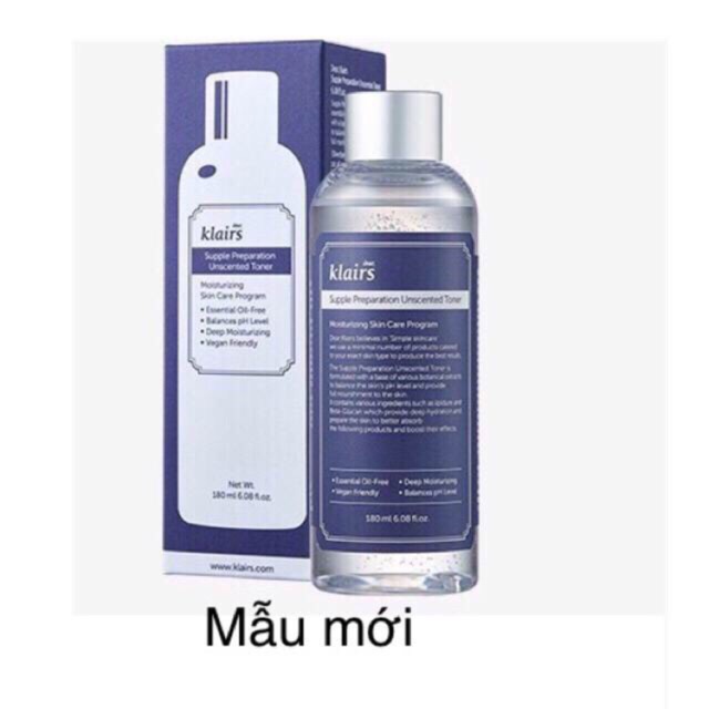 Toner Không Mùi Klairs Supple Preparation Unscented 180ml Mẫu Mới Nhập Khẩu