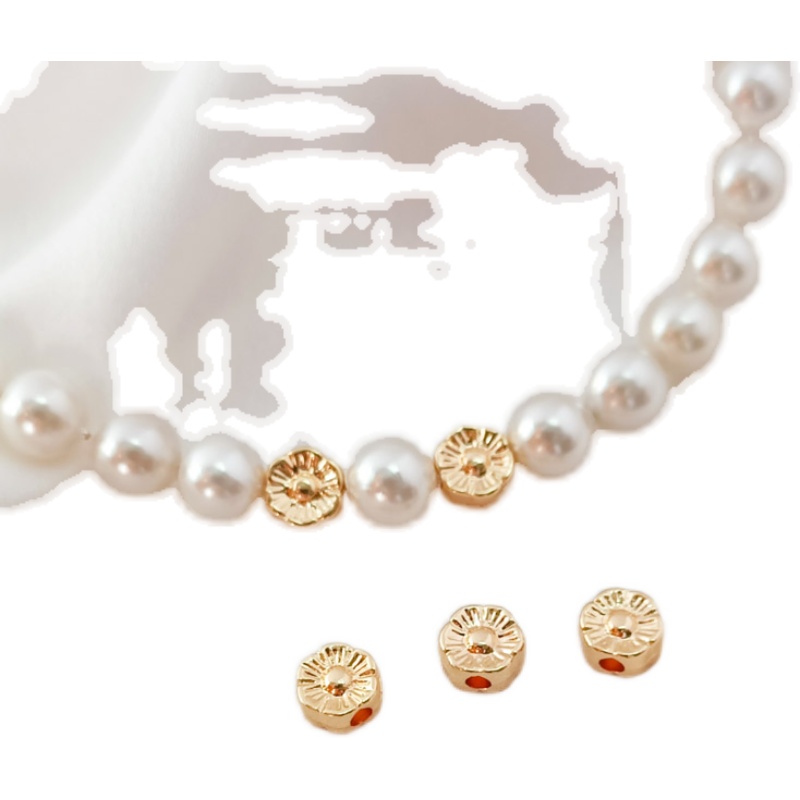 Phụ Kiện Hạt Làm Trang Sức Hình Bánh Tròn Mạ Vàng 14K Hai Mặt 6mm DIY