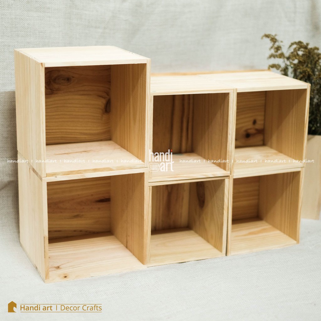 Chậu gỗ vuông- hộp gỗ vuông decor - gỗ thông tự nhiên
