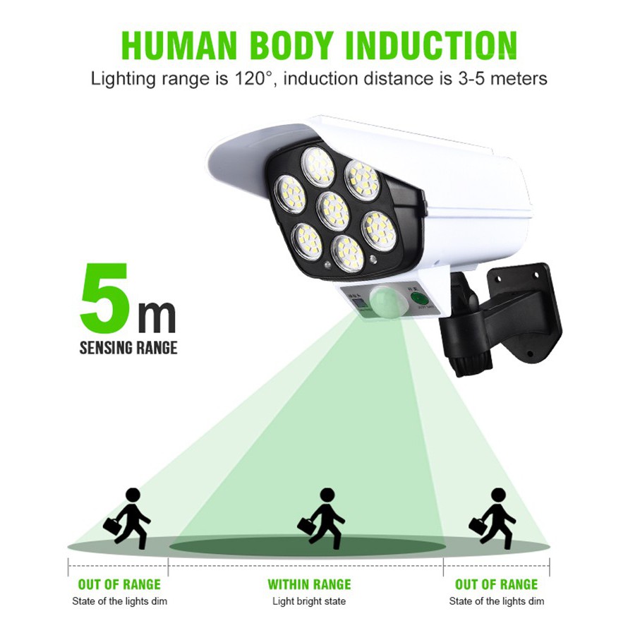 Đèn năng lượng mặt trời LICER IP65 thiết kế giả camera ngoài trời tự động BẬT TẮT chống trộm/ chống nước có điều khiển