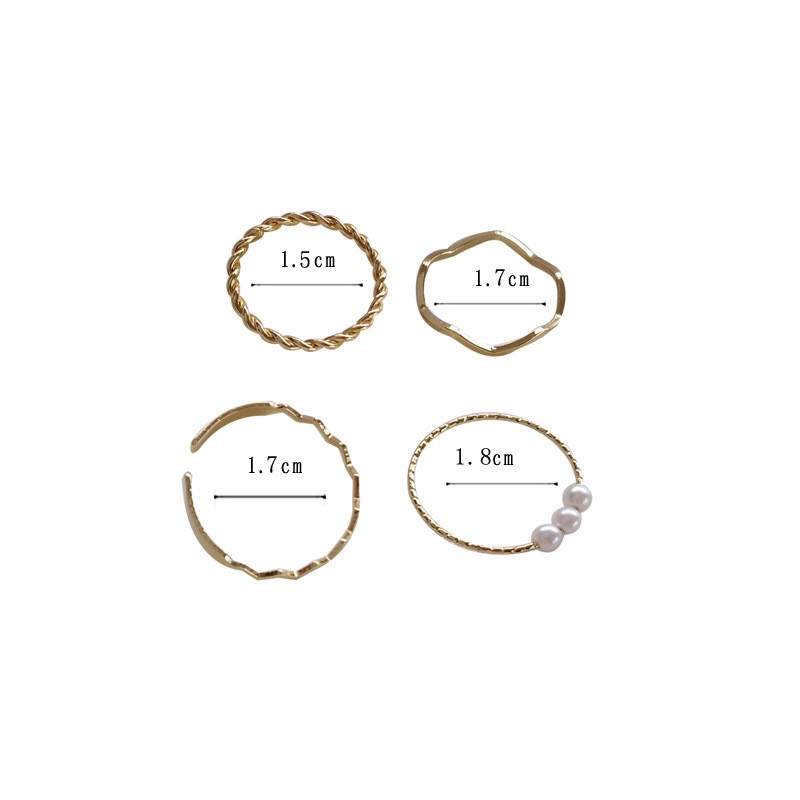 Set 5 nhẫn mạ vàng đính ngọc trai nhân tạo cá tính hiện đại - Mely 1483