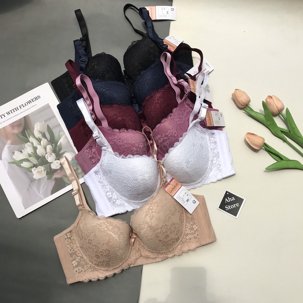 Áo Ngưc Ren Bigsize Hoa Nhí Siêu Đẹp,Có Gọng Mút Mỏng Nâng Ngực Chống Sệ BIG2 YiOn Underwear