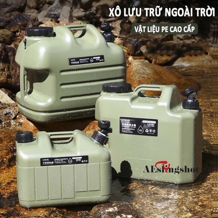 Bình đựng nước cắm trại du lịch dã ngoại di động ngoài trời, có van khóa, có vòi nối dài tiện lợi - DCP9