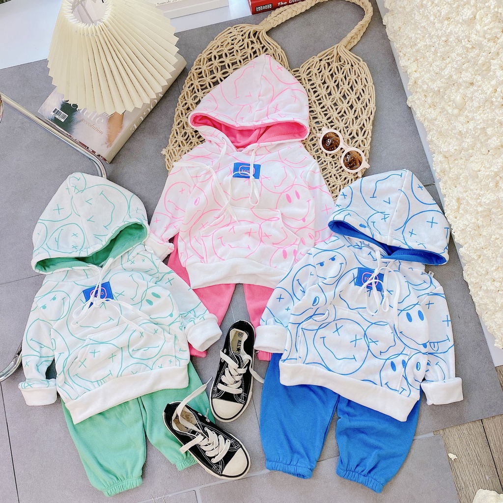 Bộ thu đông dài tay có mũ cho bé gái cao cấp từ 8-18kg