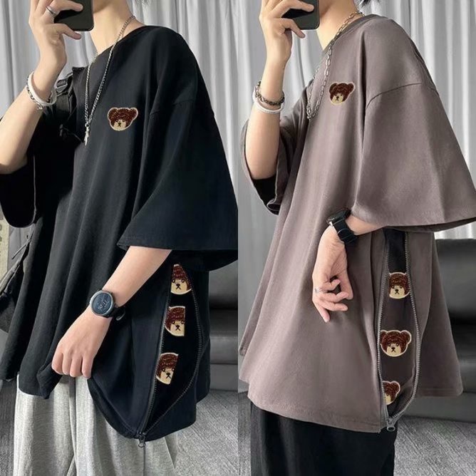 Áo thun ngắn tay thêu họa tiết thời trang mới cho nam và nữ
