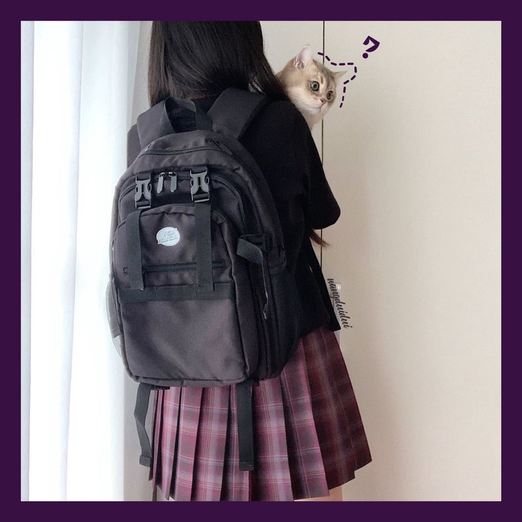 Ba Lô Học Sinh Hình Mèo Đen Dễ Thương Kích Thước Lớn Chống Thấm Nước Phong Cách Nhật Bản Cho Nữ Sinh