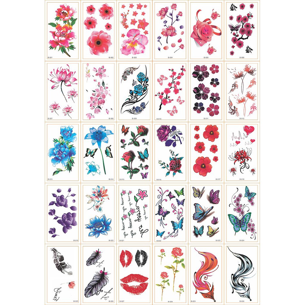 Hình xăm dán  tatoo chống thấm nước, Miếng dán xăm giả nhiều mẫu, dán lưng, vai, ngực, hông cá tính K017