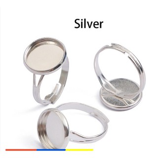 Bộ 2 Khuôn Nhẫn Kim Loại Màu Bạc 925 Mặt Rỗng Trang Trí Resin - Trường Thịnh Epoxy