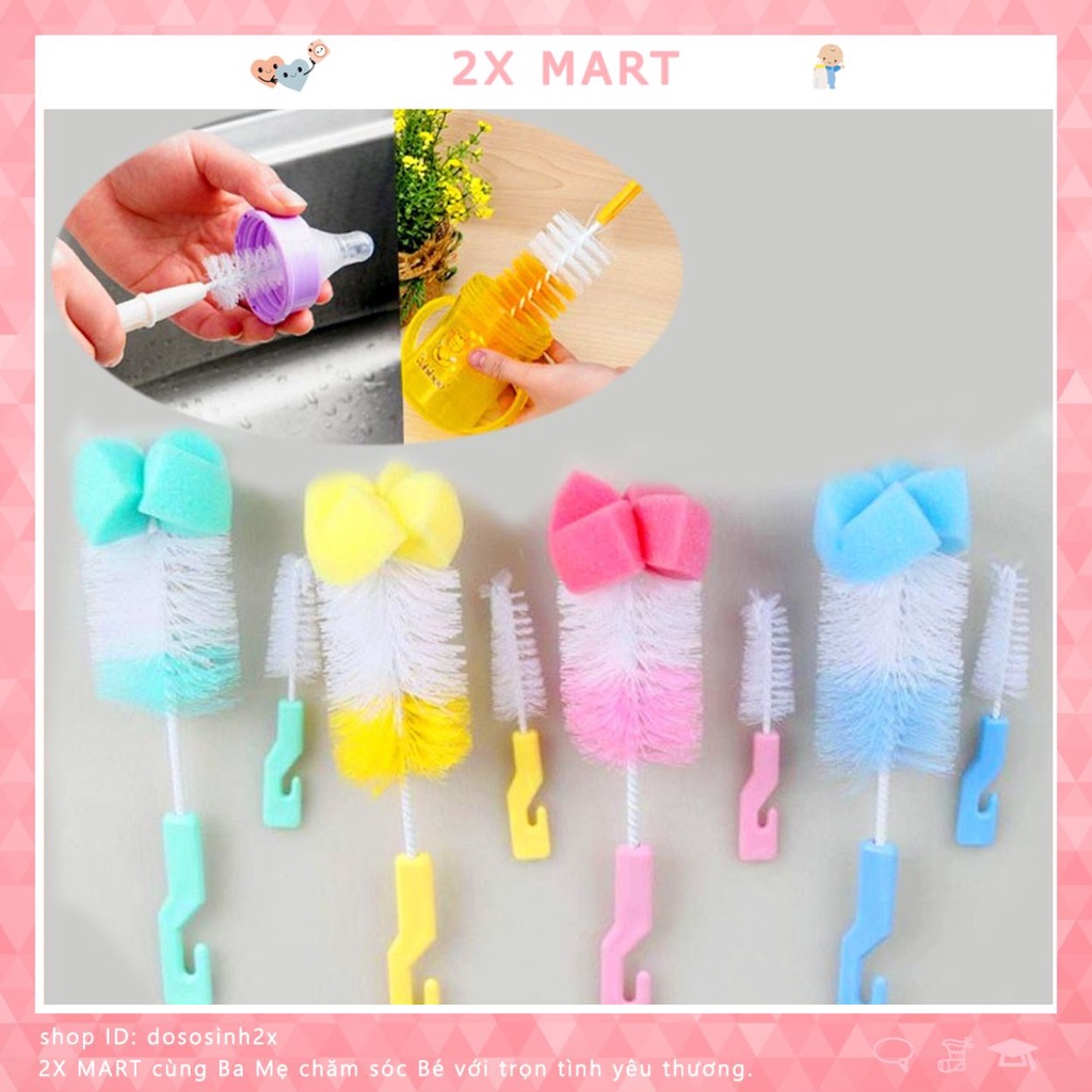 Cọ rửa bình sữa 2 chi tiết rửa ly cốc cán có móc treo [Rửa sạch bóng]