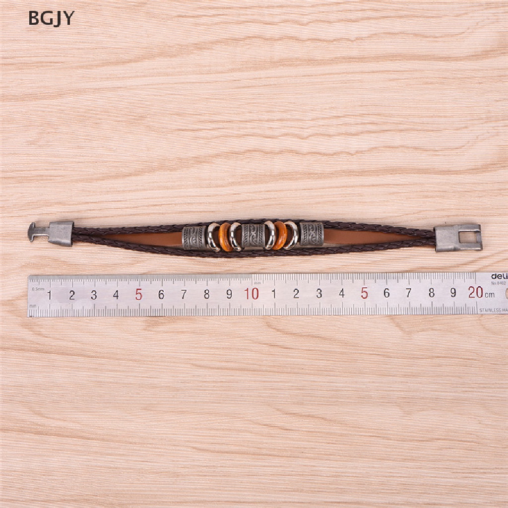 BGJY Retro Leather Bracelet Fashion Men Punk Bracelet Handmade Brown Leather Bracelet NEW