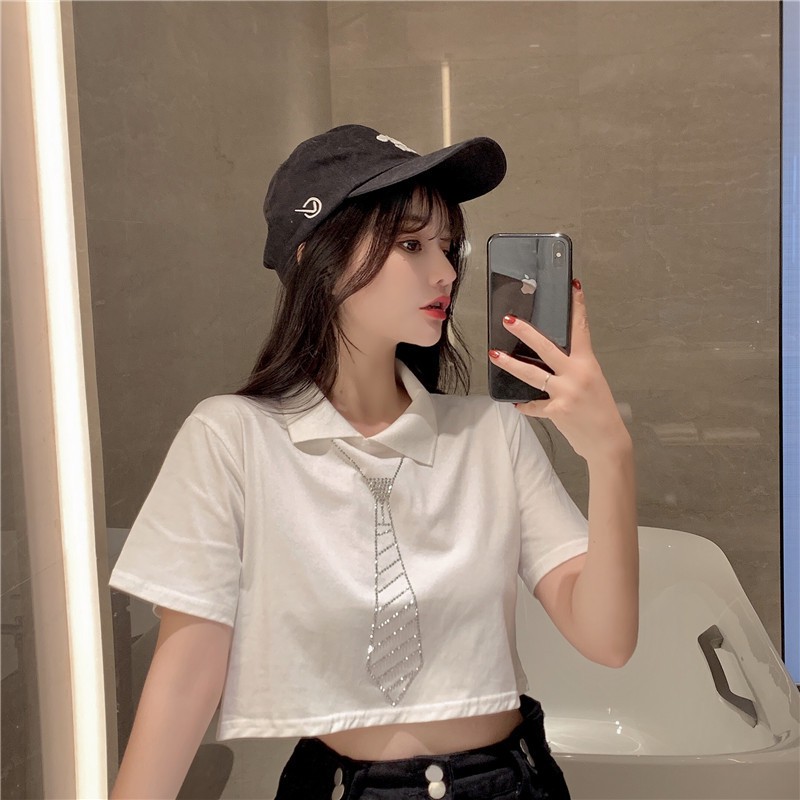 Áo croptop có cổ style Hàn Quốc | BigBuy360 - bigbuy360.vn