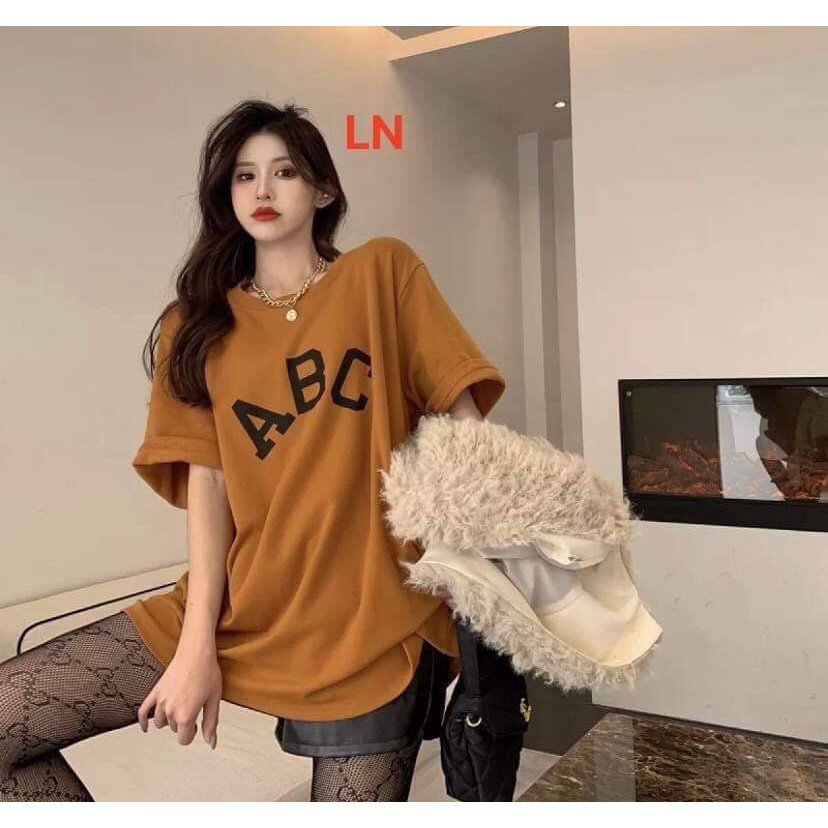 Áo Phong Rộng Nữ A.B.C Chất Cotton Các Màu Siêu Sang, Áo Thun Tay Lỡ Nữ Unisex