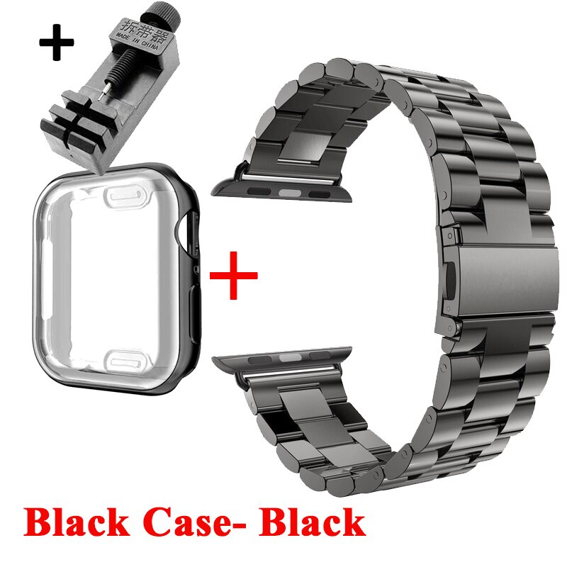 Ốp bảo vệ mặt và dây đồng hồ thông minh thích hợp cho apple watch 38mm 42mm bằng thép không gỉ 44mm 40mm se series 6 5 4