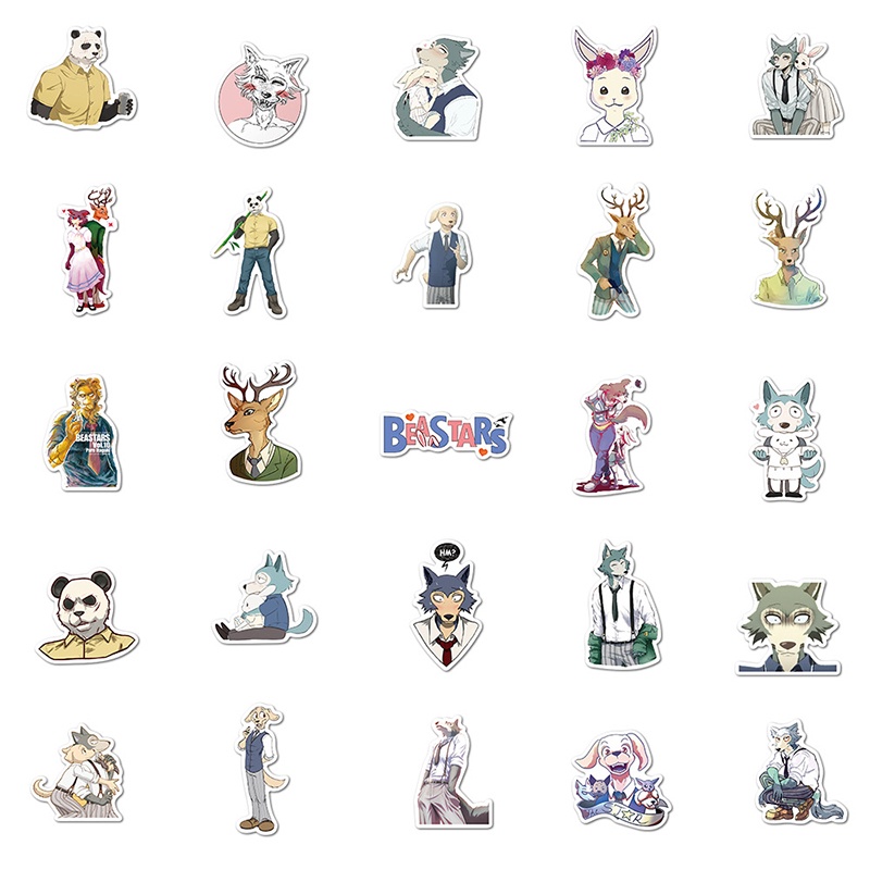 Bộ 50 Miếng Dán Họa Tiết Anime BEASTARS Graffiti Trang Trí Ván Trượt / Guitar