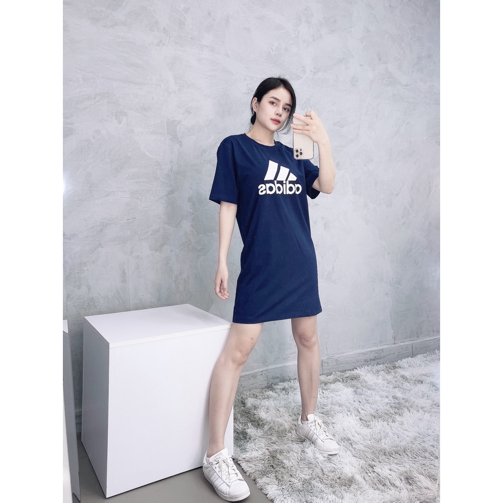 (HÀNG XUẤT XỊN) Váy / Đầm das xanh 1800 Essential Logo Dress Navy Made in Cambodia full tag code