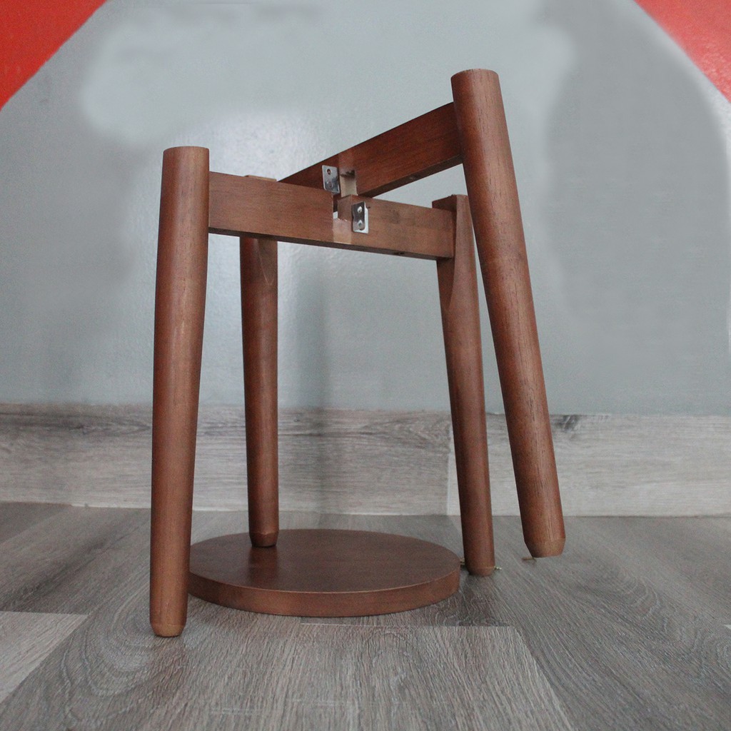 Ghế đẩu tròn gỗ cao su tự lắp ráp POSA cao 35 cm