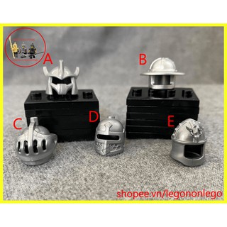 Phụ kiện lego Mũ giáp bạc cho MInifigure lính trung cổ