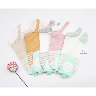 Combo 5 vớ sọc ngang màu pastel, vớ nữ, vớ cổ thấp