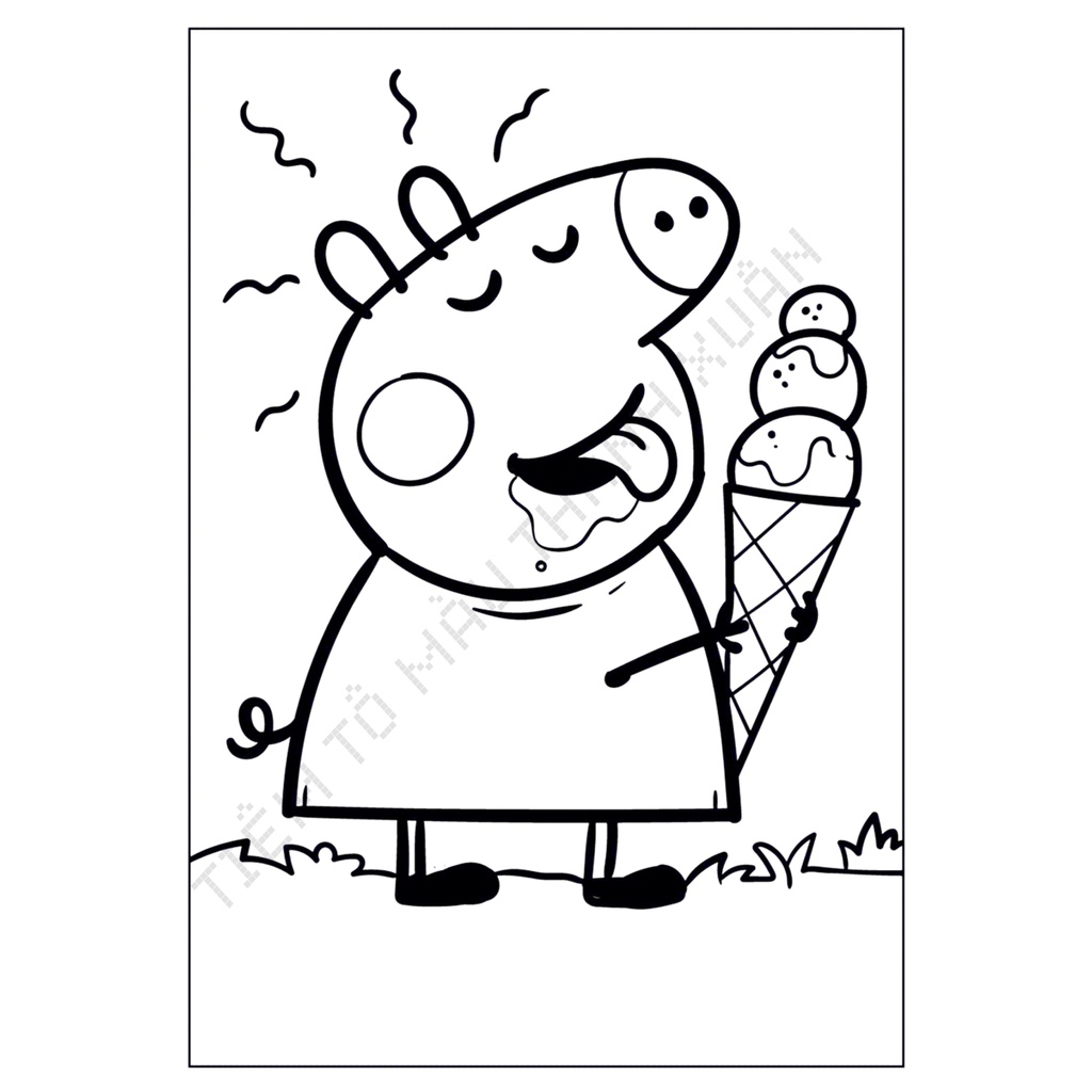 Set 10 Tờ Tranh Tô Màu Hình Heo Cute Cho Bé Tô Màu Sáp, Màu Chì - Tiệm Tô Màu Thanh Xuân