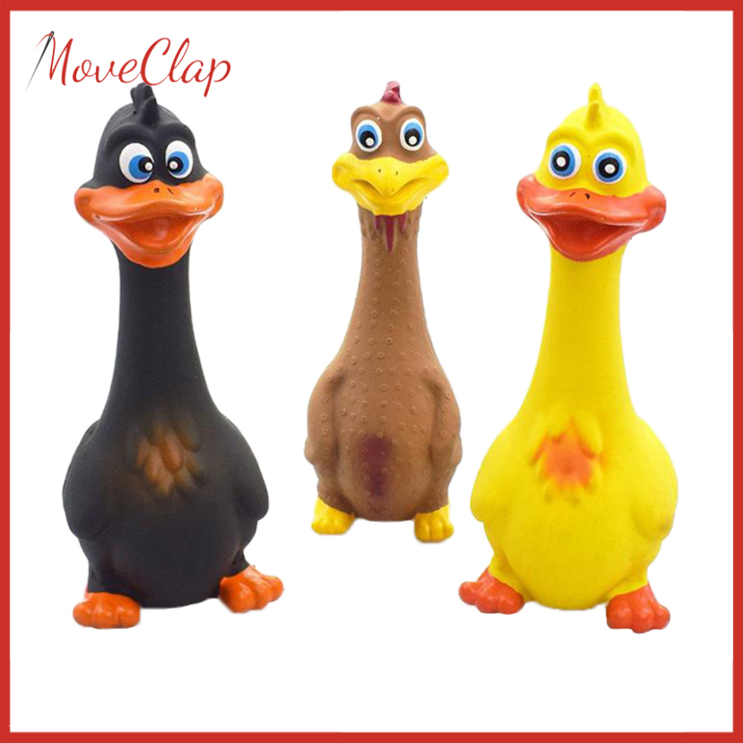 MoveClap Rubber Chicken Screaming Shrilling Puppy Chewing Squeeze Yellow 19x7cm