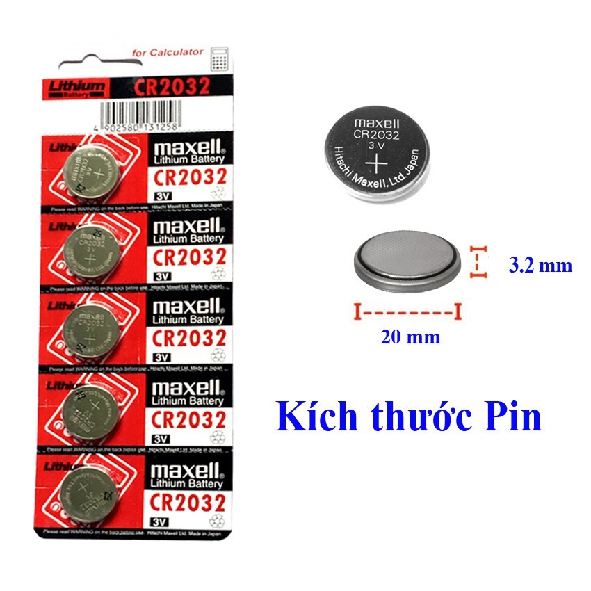 Vỉ 5 viên pin nút Maxell CR2032 Lithium 3V