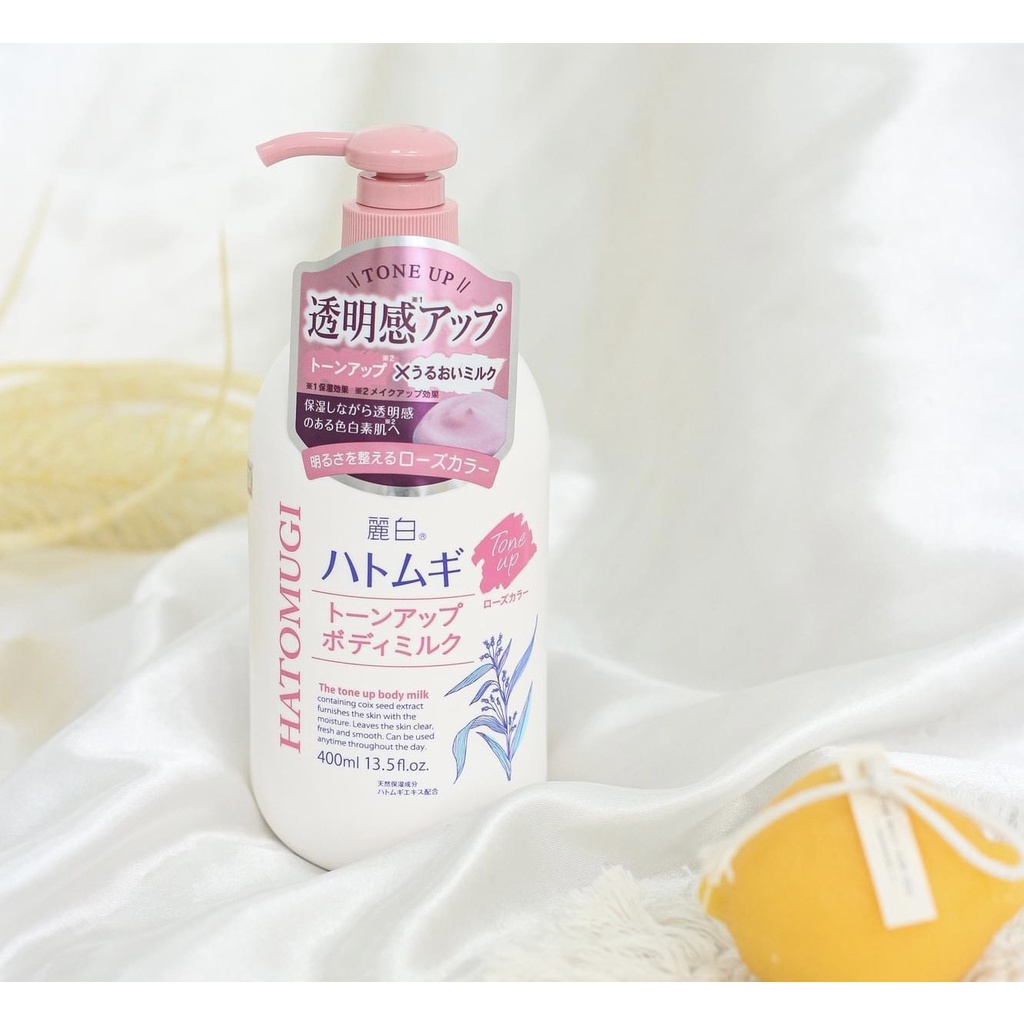 Dưỡng Thể Hatomugi TONE UP Trắng Hồng Da Ban Đêm Body Milk Nhật Bản - 400ml