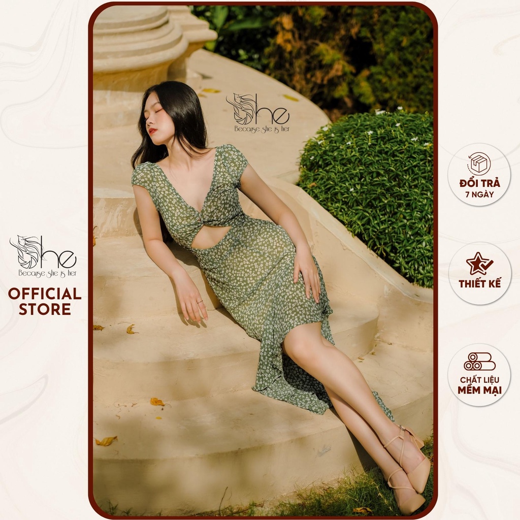 Đầm dự tiệc nữ sang trọng She, Đầm nữ khoét eo đuôi cá dài thiết kế đi chơi SDX157