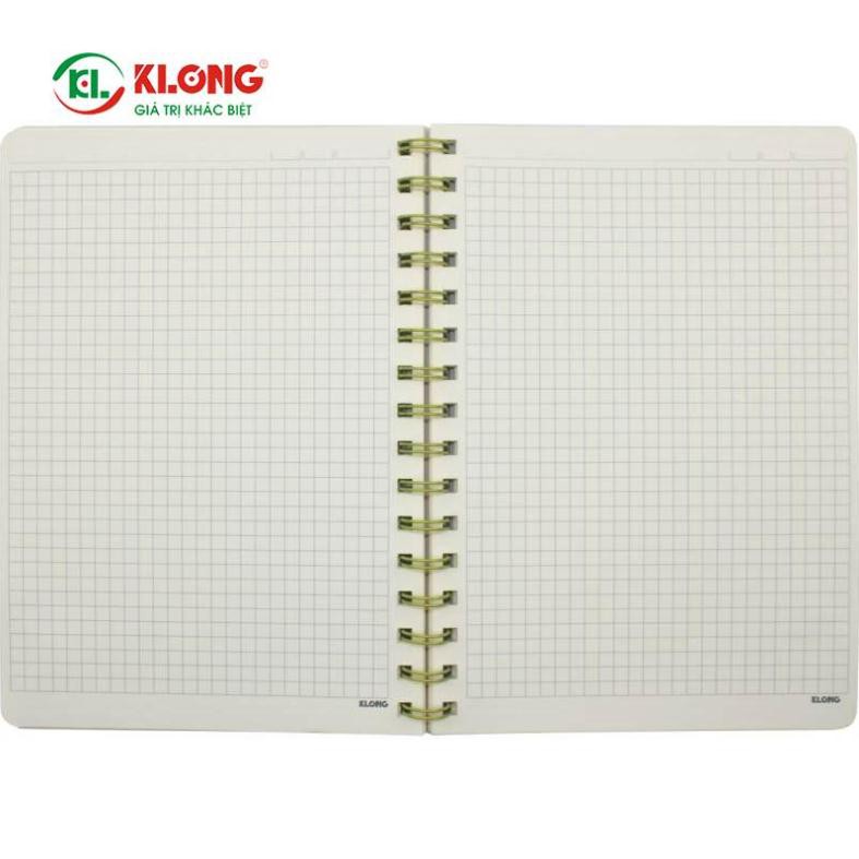 Sổ KLONG Caro lò xo kép A5 bìa nhựa 200tr 72,4g/m2 Silky kem; MS: 300 [Sổ caro Klong]