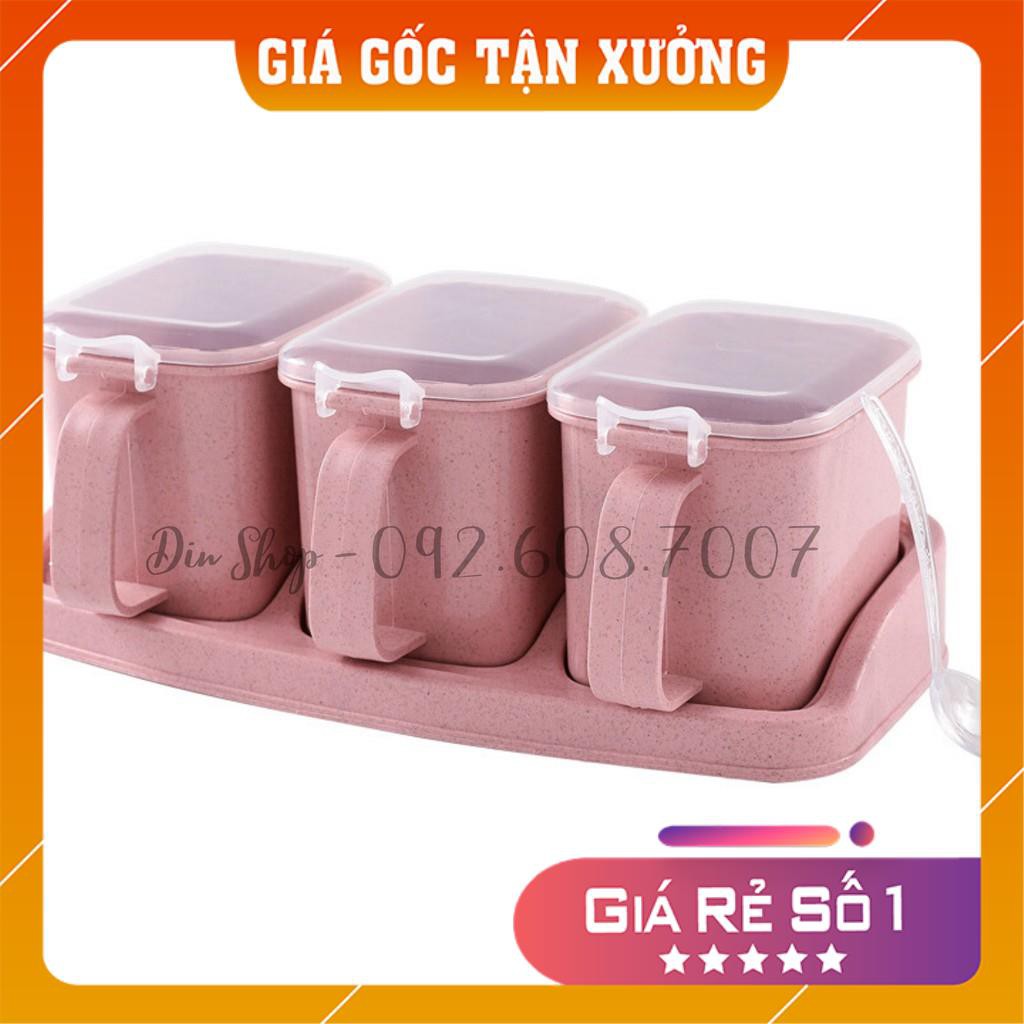 Hộp đựng gia vị ⭐FREESHIP⭐ Set Hộp Đựng Gia Vị Đa Năng 3 Ngăn, 4 Ngăn