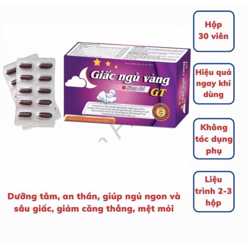 Viên uống hỗ trợ ngủ ngon giấc ngủ vàng GT_Giúp hỗ trợ ngủ ngon giấc,sâu giấc ,giảm căng thẳng,lo âu