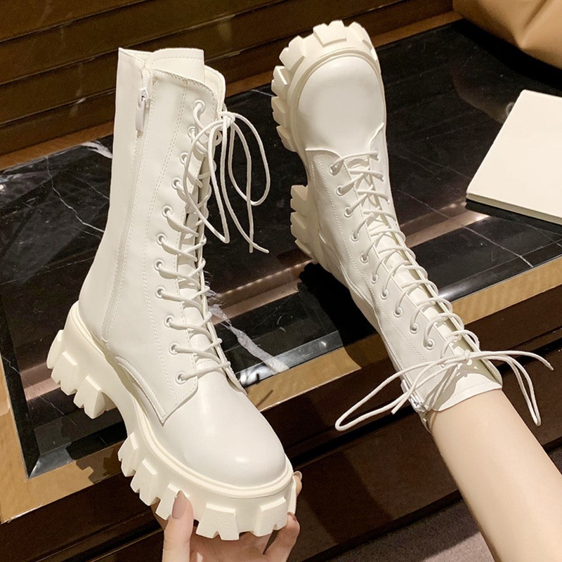 Boot nữ cổ cao phong cách Ulzzang cao cấp,có khóa kéo đế dộn 5cm hottrend 2021