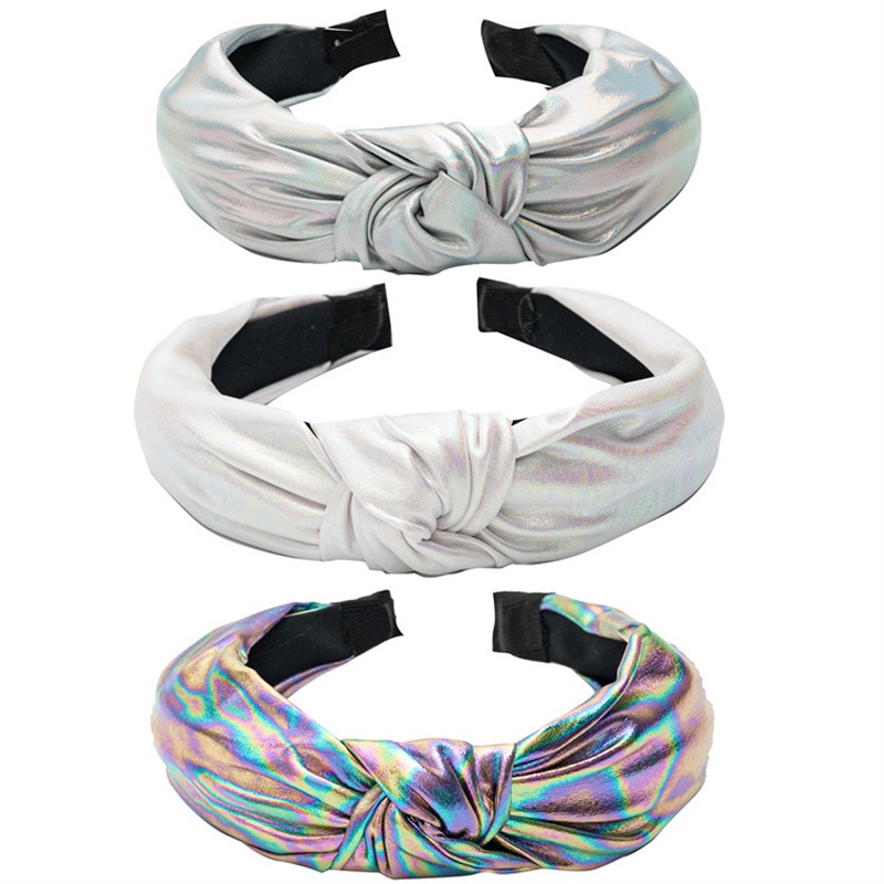 Băng Đô Cài Tóc Bản Rộng Bằng Da Màu Sáng Đơn Giản Cổ Điển Cho Nữ